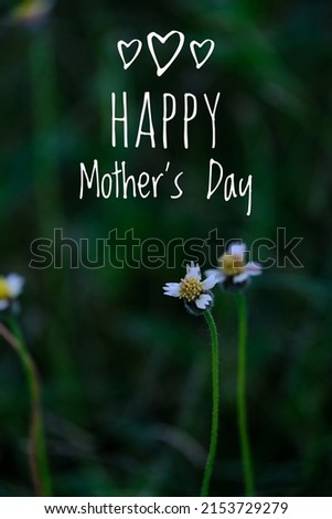 Happy Mothers Day wish on a blurry green background