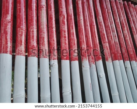 red and white painted bamboo for independence day concept