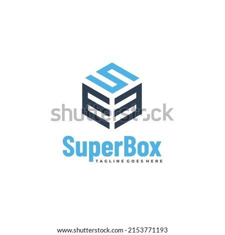 Vector Logo Illustration Super Box Line Art Style.