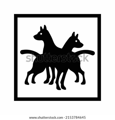 two black dog animals vector logo 