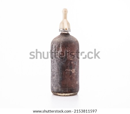 Old rusty siphon bottle on white background for soda water