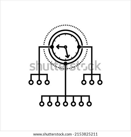 Time Network Icon, Time Protocol Vector Art Illustration