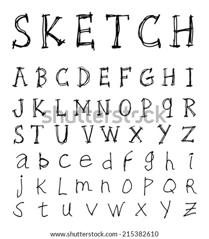 sketch alphabet Hand drawn. 