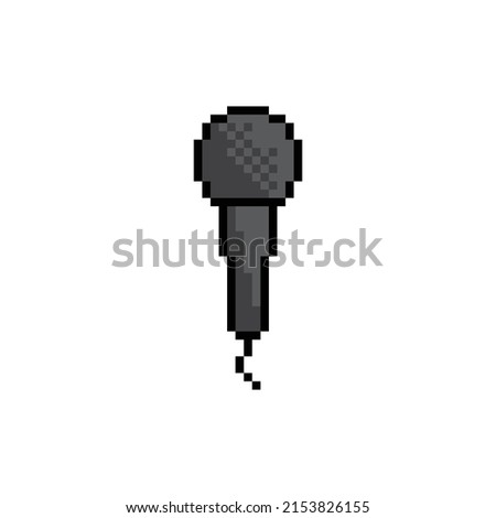 pixel Podcast  icon.  Vector pixel art microphone 8 bit logo for game