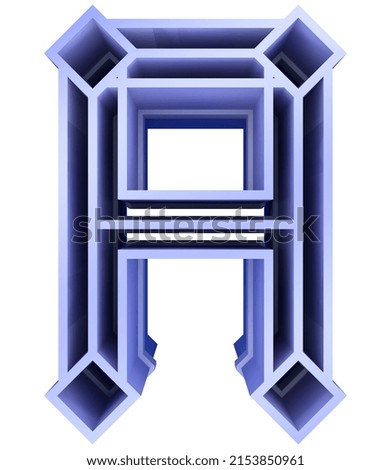 Blue letter isolated on white background.Rendered 3D illustration.