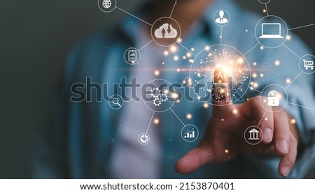 Digital transformation technology strategy, IoT, internet of things. transformation of ideas and the adoption of technology in business in the digital age, enhancing global business capabilities. Ai	 Royalty-Free Stock Photo #2153870401