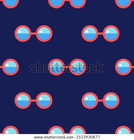 Simple seamless pattern with geometric sunglasses on the blue background. Simple shapes. Vector pattern for decorative paper, wrapping, textile and packaging.