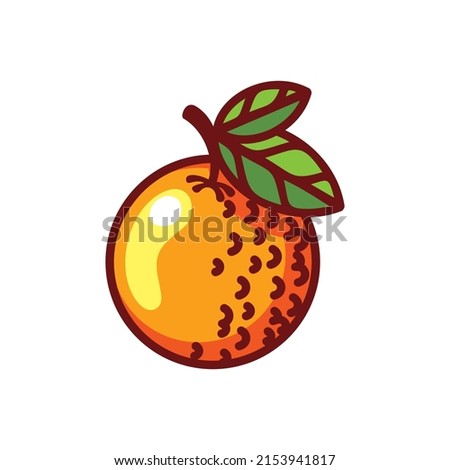 Orange with leaves on a white background