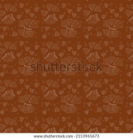 A pizza pattern on brown background, vector illustration, eps 10