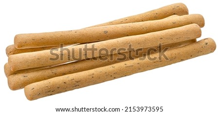 Bread sticks, Grissini isolated on white, full depth of field Royalty-Free Stock Photo #2153973595