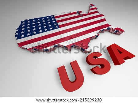 USA. mapped flag in 3D Illustration politics and patriotism.
