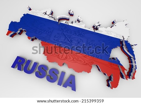 3D illistration of Russia map with flag