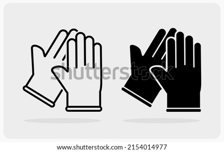 Rubber Glove silhouette and outline icons for web and apps in vector illustration. Protective glove icon Royalty-Free Stock Photo #2154014977