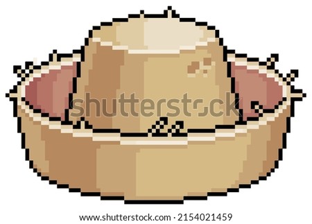 Pixel art straw hat festa junina outfit vector icon for 8bit game on white background
 Royalty-Free Stock Photo #2154021459