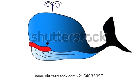 Blue gradient cartoon whale white background vector illustration