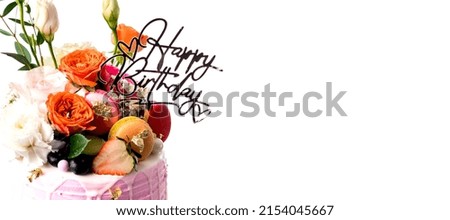 birthday cake with candles food anniversary concept cover banner background.vertical background.