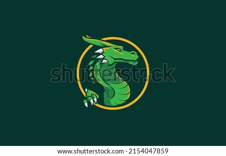 Dragon inside a circle for a perfect logo or for an illustration. Royalty-Free Stock Photo #2154047859