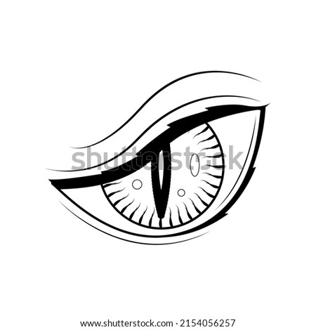 Abstract Black Simple Line Cat Animal Eye Doodle Outline Element Vector Design Style Sketch Isolated On White Background Illustration