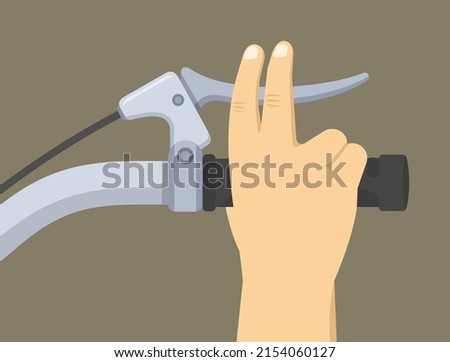 Isolated bicycle brakes in hand. Adjusting bicycle hand brakes. Close-up view. Flat vector illustration template.
