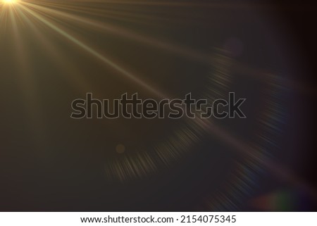 Abstract natural sun flare on the black