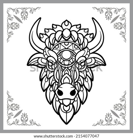 Bison head zentangle arts isolated on white background