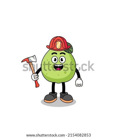 Cartoon mascot of guava firefighter , character design