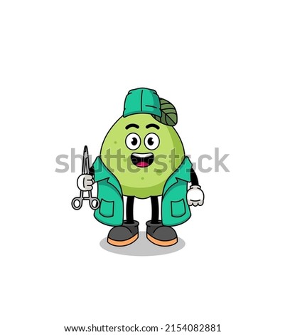 Illustration of guava mascot as a surgeon , character design