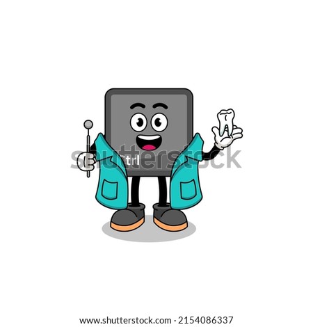 Illustration of keyboard control button mascot as a dentist , character design