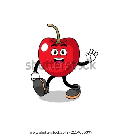 cherry cartoon walking , character design