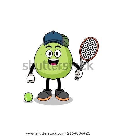 guava illustration as a tennis player , character design