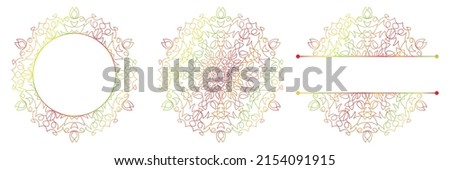Set of flower mandalas. Split pattern in form of mandala for Henna Mehndi or tattoo decoration. Decorative ornament in ethnic oriental style, vector illustration.