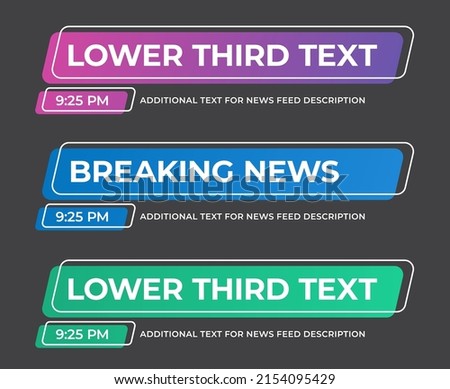 Vector lower third of the screen for titles and titles. Template banner with outline elements for breaking news, live streaming and events. news feed Royalty-Free Stock Photo #2154095429