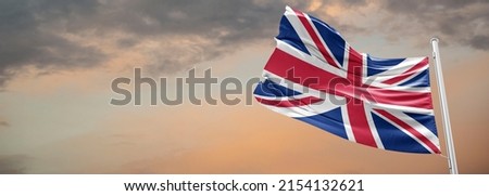 Waving the flag of the United Kingdom. Illustration of a European country flag on a flagpole in red and white colors.uk flag Queen Elizabeth II Royalty-Free Stock Photo #2154132621