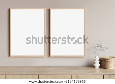 Blank empty picture frame mock-ups. Artwork templates in interior design