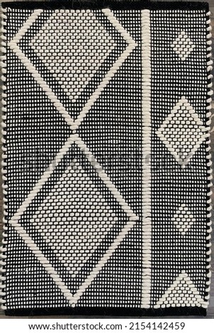 Hand Woven Geometric Modern Wool Area Rug. Royalty-Free Stock Photo #2154142459