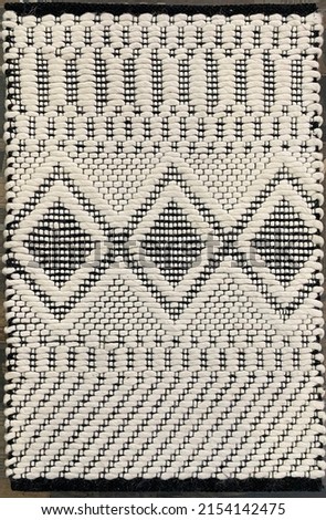 Hand Woven Geometric Modern Wool Area Rug. Royalty-Free Stock Photo #2154142475