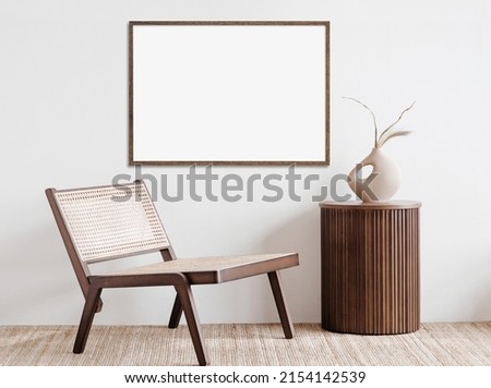Blank picture frame mock-up on a wall. Artwork template in interior design