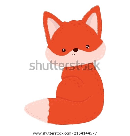 Cute cartoon fox. Vector illustration of a cute animal. Cute little illustration of fox for kids, baby book, fairy tales, covers, baby shower invitation, textile t-shirt.