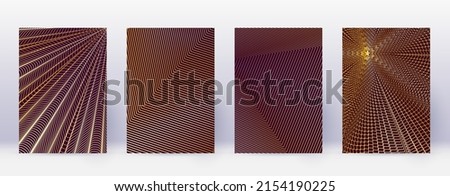 Art business card. Abstract lines modern brochure template. Gold vibrant gradients geometry on bordo background. Fair cover, brochure, poster, book etc.