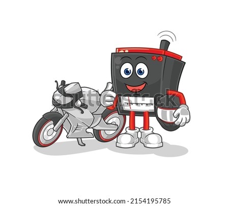 radio racer character. cartoon mascot vector