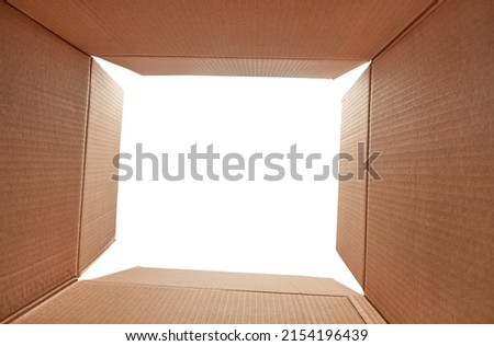 Open cardboard box, seen from inside Royalty-Free Stock Photo #2154196439