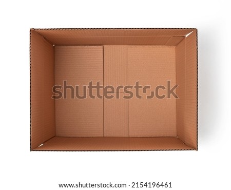 Cardboard box open on white background