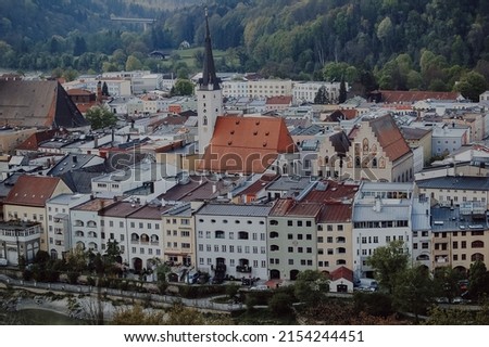 buildings of the town of Wasserburg am Inn, Germany Royalty-Free Stock Photo #2154244451