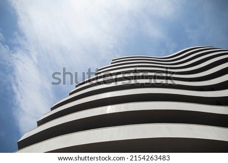 Modern architecture. lines in the architecture of a modern building against the blue sky