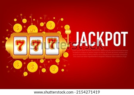 Flat banner with 777 jackpot for concept design. 777 big win concept. Isolated vector illustration