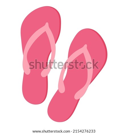 Flip flops isolated on white background. Slipper icon. Pink slippers. Vector illustration. Royalty-Free Stock Photo #2154276233
