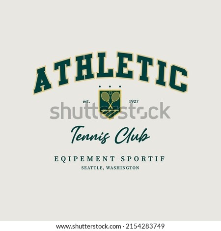 logo slogan graphic. Country club summer SS23 tennis crest sport  Royalty-Free Stock Photo #2154283749
