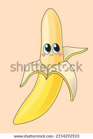 Cute smiley banana. Fruity mascot. 