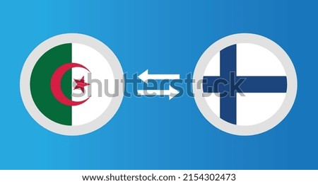 round icons with Algeria and Finland flag exchange rate concept graphic element Illustration template design
