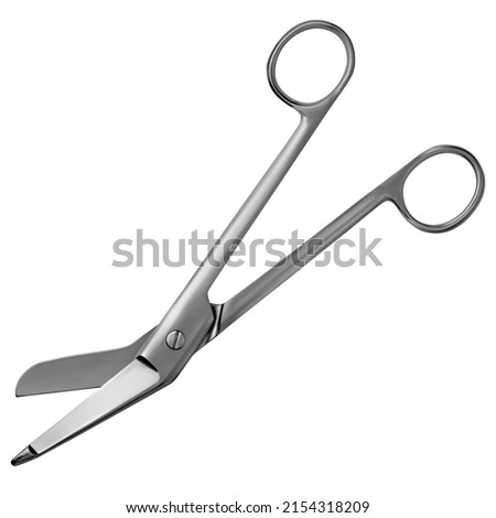 Lister's bandage scissors. Manual surgical cutting instrument. Surgery medicine and health. Vector illustration. Isolated object on a white background